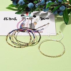 調節可能なナイロン糸編組ビーズブレスレット  ラウンド天然宝石ビーズと  非磁性合成ヘマタイトビーズと真鍮ビーズ  ゴールドカラー  内径：2-3/8~3-5/8インチ（5.9~9.2cm）&nbsp;BJEW-JB05764