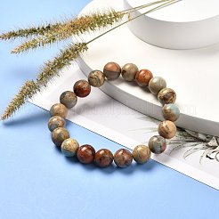 ナチュラルアクアテラジャスペラウンドビーズストレッチブレスレットメンズレディース  ビーズ：10~10.5mm  内径：2-1/8インチ（5.3cm）&nbsp;BJEW-JB06823-03