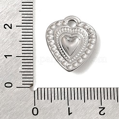 304ステンレスペンダント  エンボス加工のハートチャーム  ステンレス鋼色  20x15.5x3.5mm  穴：2.5mm&nbsp;SA-CBA9B1E-06P