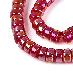 Ab色のメッキ透明ガラスビーズ連売り  フラットラウンド  暗赤色  6~6.5x3mm  穴：1~1.2mm  約111~119個/連  14.17~15.16''（36~38.5センチメートル）&nbsp;GLAA-T026-3x6mm-T09