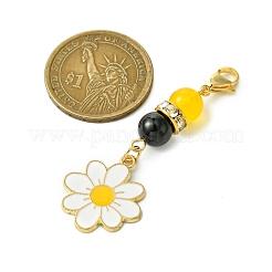 5Pcs 5 Styles Bees & Flower Alloy Enamel Pendant Decorations&nbsp;HJEW-TA00319