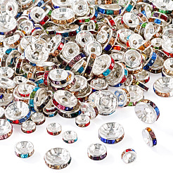 300Pcs 3 Styles Rondelle Brass Rhinestone Spacer Beads&nbsp;RB-TA0001-33P