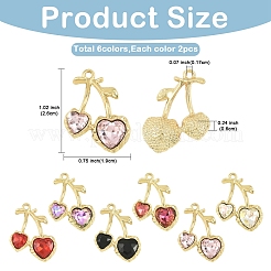 12Pcs 6 Colors Alloy Rhinestone Pendants&nbsp;FIND-YW0011-04
