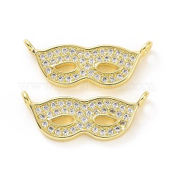 Rack Plating Brass Micro Pave Clear Cubic Zirconia Connector Charms&nbsp;KK-C008-09G