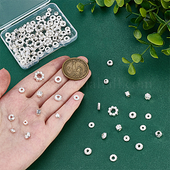 120個12スタイルアロイスペーサービーズ  混合図形  銀  3~10x3~10x2~5mm  穴：1.4~4.5mm  10個/スタイル&nbsp;FIND-PH0059-57