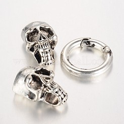 Skull Brass Spring Gate Rings&nbsp;ZIRC-F022-65AS