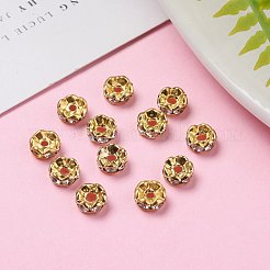 真鍮製ラインストーンスペーサービーズ  カドミウムフリー＆鉛フリー  グレードA  ウェーブエッジ  ゴールデンの金属色  ロンデル  クリスタル  6x3mm  穴：1mm&nbsp;RB-A014-L6mm-01G