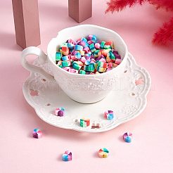 200個2色手作りポリマークレイビーズ  ハート  ミックスカラー  10x11x5mm  穴：1.6mm  100個/カラー&nbsp;CLAY-SZ0001-07