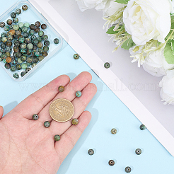 2 Strands Frosted Natural African Turquoise(Jasper) Round Beads Strands&nbsp;G-PA0001-33