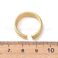 女性用304ステンレススチールオープンカフリング  テクスチャ  イオンプレーティング（ip）  18KGP本金メッキ  6mm  usサイズ7 1/4(17.5mm)&nbsp;RJEW-K309-32D-G