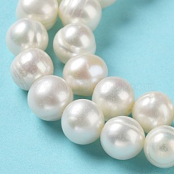 天然養殖淡水パールビーズ連売り  ポテト  グレード2 A  アンティークホワイト  9~10x9~10mm  穴：0.6mm  約38個/連  14.76''（37.5センチメートル）&nbsp;PEAR-E019-01