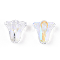 透明な電気メッキガラスビーズ  ABカラーメッキ  チューリップ  クリアAB  10x11x5.5mm  穴：1mm&nbsp;EGLA-N012-03