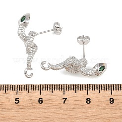 Brass Micro Pave Cubic Zirconia Stud Earring Findings&nbsp;KK-K340-42P
