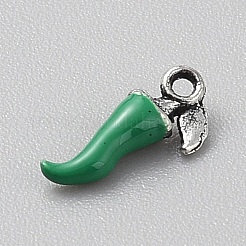 合金エナメルチャーム  アンティークシルバー  唐辛子  10.5~11x5.5x2.8mm  穴：1mm&nbsp;LS-FIND-CJC0011-95B-01