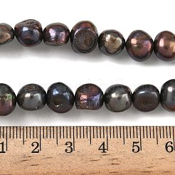 天然養殖淡水パールビーズ連売り  研磨両側  ブラック  8mm  穴：0.8mm  約45個/連  15.75''（40センチメートル）&nbsp;PEAR-P250214-S