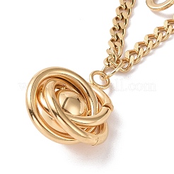 PVD Vacuum Plating 304 Stainless Steel Double Chains Multi Layered Necklace with Knot Charm for Women&nbsp;STAS-E155-14G