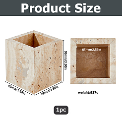 バスルーム用長方形大理石収納ホルダー  湯通しアーモンド  8.9x8.9x9.9cm&nbsp;AJEW-WH0880-74B-01