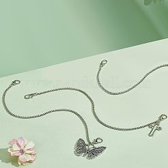 4 個 2 スタイル合金靴装飾チェーン  ブーツストラップチェーン  バタフライ＆クロス  320~321x2.5mm  2個/スタイル&nbsp;AJEW-FG0003-81B