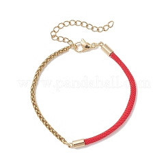 304 Stainless Steel Wheat Chains with Nylon Cord Mixed Chain Bracelets&nbsp;BJEW-JB13288-03