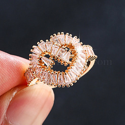 Brass Pave Clear Cubic Zirconia Cuff Open Rings&nbsp;WG323FC-01