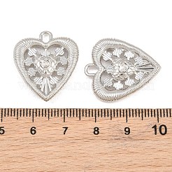 ラインストーン ペンダント付き合金  ハートチャーム  ラックめっき  プラチナ  クリスタル  24.5x21.5x5mm  穴：3.5x2mm&nbsp;RB-CBA7AC6-18P-01