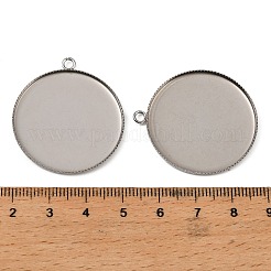 Flat Round 304 Stainless Steel Bezel Pendant Trays&nbsp;STAS-NH0001-04P-01