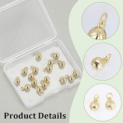 真鍮製ペンダント20個  ボールチャーム  丸カン付き  18KGP本金メッキ  8x6mm  穴：2.3mm&nbsp;KK-SC0007-69