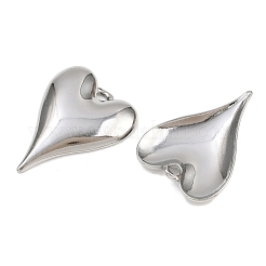 304ステンレスペンダント  ハートチャーム  ステンレス鋼色  28.5x22x3mm  穴：2.5mm&nbsp;STAS-L303-14P