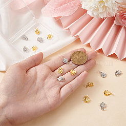 16個4スタイル真鍮チャーム  丸カン付き  ひまわりと花  ミックスカラー  11x8.5~9x2mm  穴：3mm  4個/スタイル&nbsp;KK-BC0010-05