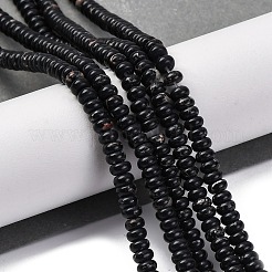 合成インペリアルジャスパー染めビーズ連売り  ロンデル  ブラック  4.5x2.5mm  穴：1mm  約142個/連  14.96''（38センチメートル）&nbsp;G-K343-C39-01