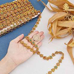 プラスチックビーズトリムガーランド連  ガーメントアクセサリーの装飾用  花  ゴールデンロッド  1/2インチ（13.5mm）  約9.84ヤード（9m）/連&nbsp;FIND-WH0056-89