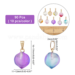 90Pcs 9 Colors Two Tone Spray Painted Glass Pendants&nbsp;GLAA-GA0001-26