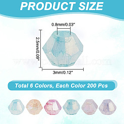 1200Pcs 6 Colors Baking Paint Transparent Glass Beads Strands&nbsp;DGLA-AR0001-13