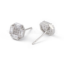 Clear Cubic Zirconia Hexagon Stud Earrings&nbsp;EJEW-L234-086P