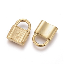 イオンプレーティング（IP）304ステンレスペンダント  南京錠  ゴールドカラー  17x12.5x4mm  穴：5x7mm&nbsp;STAS-F256-028G
