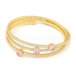 Rack Plating Brass Pave Clear Cubic Zirconia Open Cuff Wrap Bangles&nbsp;BJEW-B110-01G-03