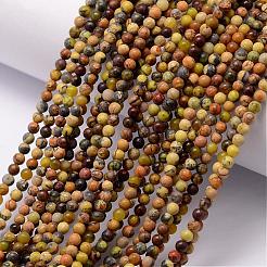 ナチュラルイエローターコイズ（ジャスパー）ビーズ連売り  ラウンド  3~3.5mm  穴：0.7mm  約115~125個/連  16インチ&nbsp;G-K146-02-3mm