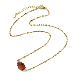 Gradient Color Natural Amber Nuggets Bead Pendant 304 Stainless Steel Satellite Chain Necklaces for Women&nbsp;NJEW-JN06063