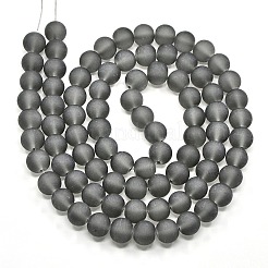 ベーキングペイント透明ガラスビーズ連売り  艶消し  ラウンド  グレー  6mm  穴：1.3~1.6mm  約140個/連  31.4インチ&nbsp;GLAA-S031-6mm-12