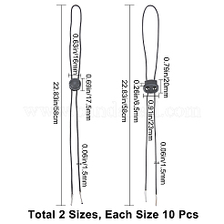 コスチュームアクセサリー用の調節可能なプラスチックバックル付きナイロン糸20本  ブラック  580x1.5mm  20pc&nbsp;DIY-GF0005-85