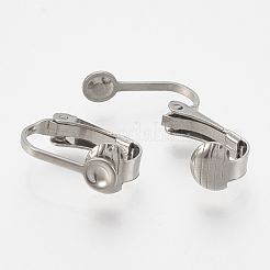 変色しにくい304ステンレススチールのクリップ式イヤリングセッティング  ステンレス鋼色  トレイ：3.5mm  16x10mm&nbsp;X-STAS-T037-01