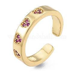 Magenta Cubic Zirconia Heart Open Cuff Ring&nbsp;RJEW-G261-16G