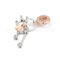 Brass Pendants with Cubic Zirconia European Beads&nbsp;KK-Q015-01C