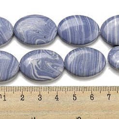 合成ブルーレースアゲートビーズ連売り  フラットオーバル  24.5~25x18x5.5~6mm  穴：0.8mm  約16個/連  15.83''（40.2センチメートル）&nbsp;G-B071-H02-03