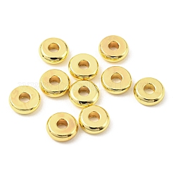 真鍮ビーズ  カドミウムフリー＆鉛フリー  長持ちメッキ  ディスク  18KGP本金メッキ  6x2mm  穴：1.8mm&nbsp;KK-D032-01G-G