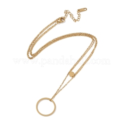 304ステンレススチールのティアードネックレス  女性用二層ネックレス  18KGP本金メッキ  15.98インチ（40.6cm）&nbsp;NJEW-L180-01G-01