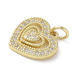 Brass Micro Pave Cubic Zirconia Heart Charms&nbsp;KK-L248-06G