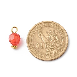 透明なアクリルパーツ  多面カット  ゴールデントーンの鉄と合金のパーツ  ラウンド  ミックスカラー  14x7.5mm  穴：2mm&nbsp;PALLOY-JF01811