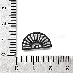 イオンプレーティング（IP）304ステンレスペンダント  レーザー切断  半円チャーム  ブラック  10.5x18x1mm  穴：1.6mm&nbsp;X-STAS-M067-07B