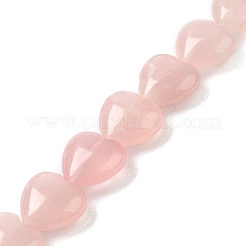 天然石ローズクォーツビーズ連売り  ハート  15x16x7.5mm  穴：1mm  約12個/連  6.97''~7.09''（17.7~18センチメートル）&nbsp;G-K335-01I
